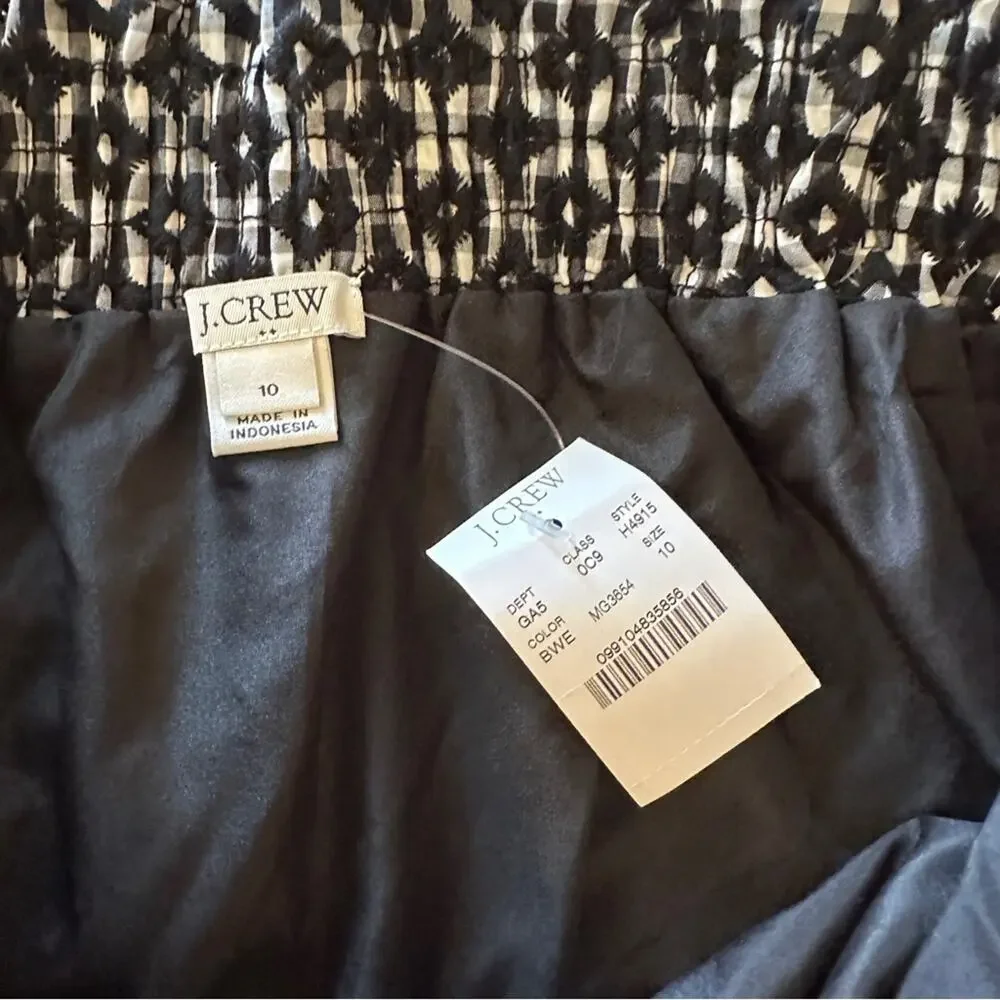J.Crew Sidewalk Skirt Gingham Embroidered NWT 10 NEW